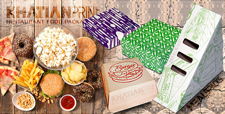 fast food boxes snacks momo nugget fastfood parcel delivery box packet | khatian print