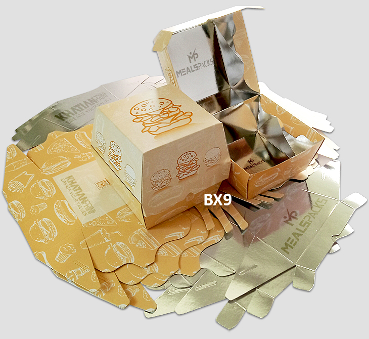 burger delivery takeaway pack boxes spicy steak cheese burger box | khatian print burger delivery takeaway pack boxes spicy steak cheese burger box | khatian print
