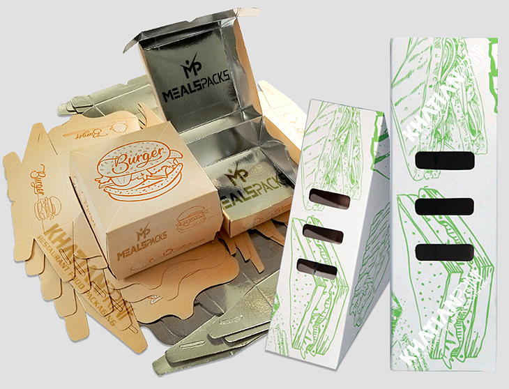 fast food burger sandwich boxes snack fastfood parcel delivery box packet | khatian print