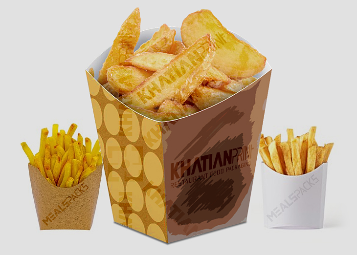 french fry parcel delivery box fries chips snacks boxes fried potato wraps | khatian print