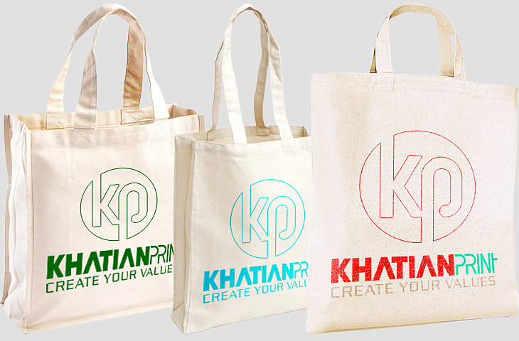 canvas fabric shopping bags reusable heavy duty textile cloth handbags | khatian print
