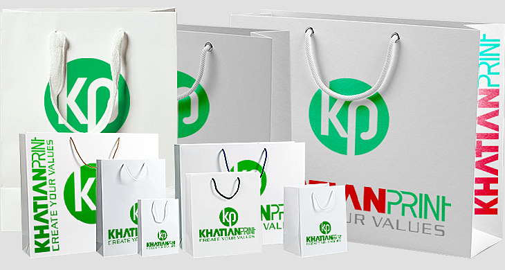 customized size shopping bags personalized takeaway tote handbags | khatian print