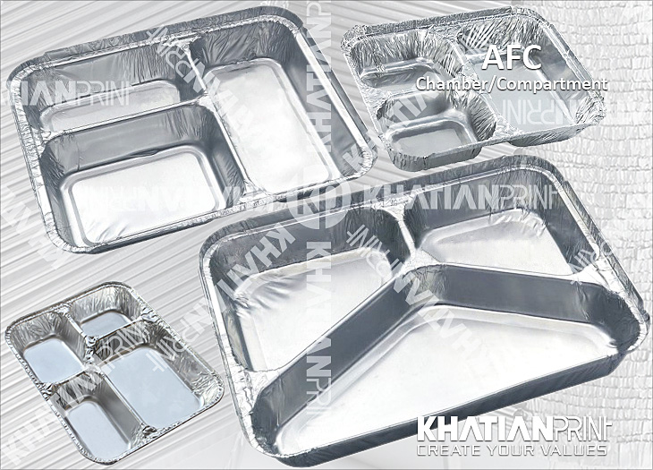 compartment chamber aluminium aluminum alu foil food container box | khatian print compartment chamber aluminium aluminum alu foil food container box | khatian print