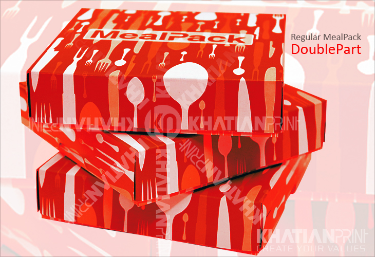 two part regular MealPack paired divided separated pieces food boxes | khatian print two part regular MealPack paired divided separated pieces food boxes | khatian print