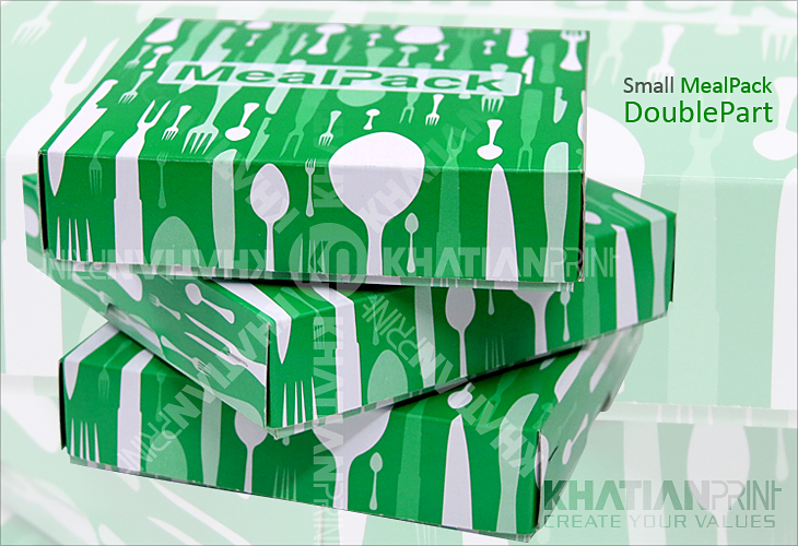 two part small MealPack paired divided snacks meal box tiffin food packs | khatian print two part regular MealPack paired divided separated pieces food boxes | khatian print